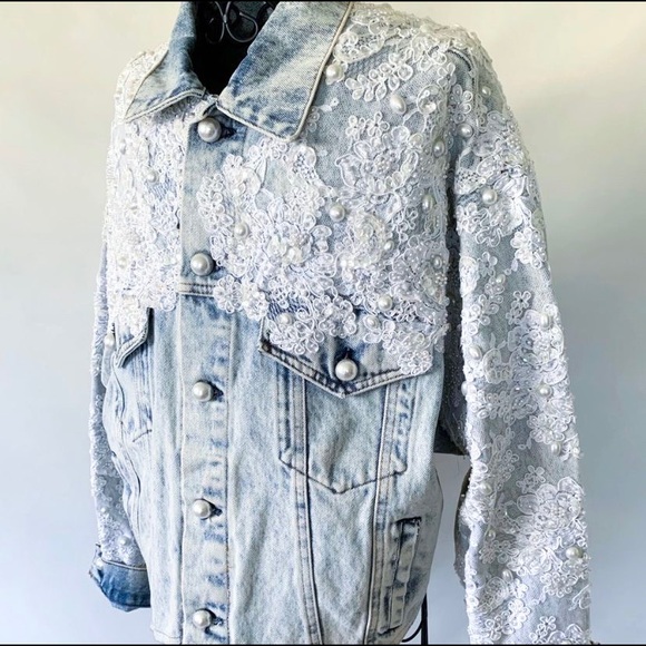 MIKAL COUTURE DENIM & LACE JACKET - Picture 9 of 10